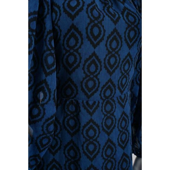 Zara Womans Mini Sadie Dress Printed S Blue Black Balloon Sleeve 2183/261 NWT - Picture 5 of 7